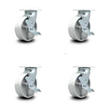 6x22 Semi Steel Cast Iron Swivel Caster Set of 4 with Top Lock Brakes F461824
