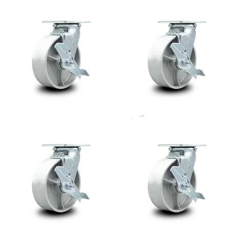 6x22 Semi Steel Cast Iron Swivel Caster Set of 4 with Top Lock Brakes F461824