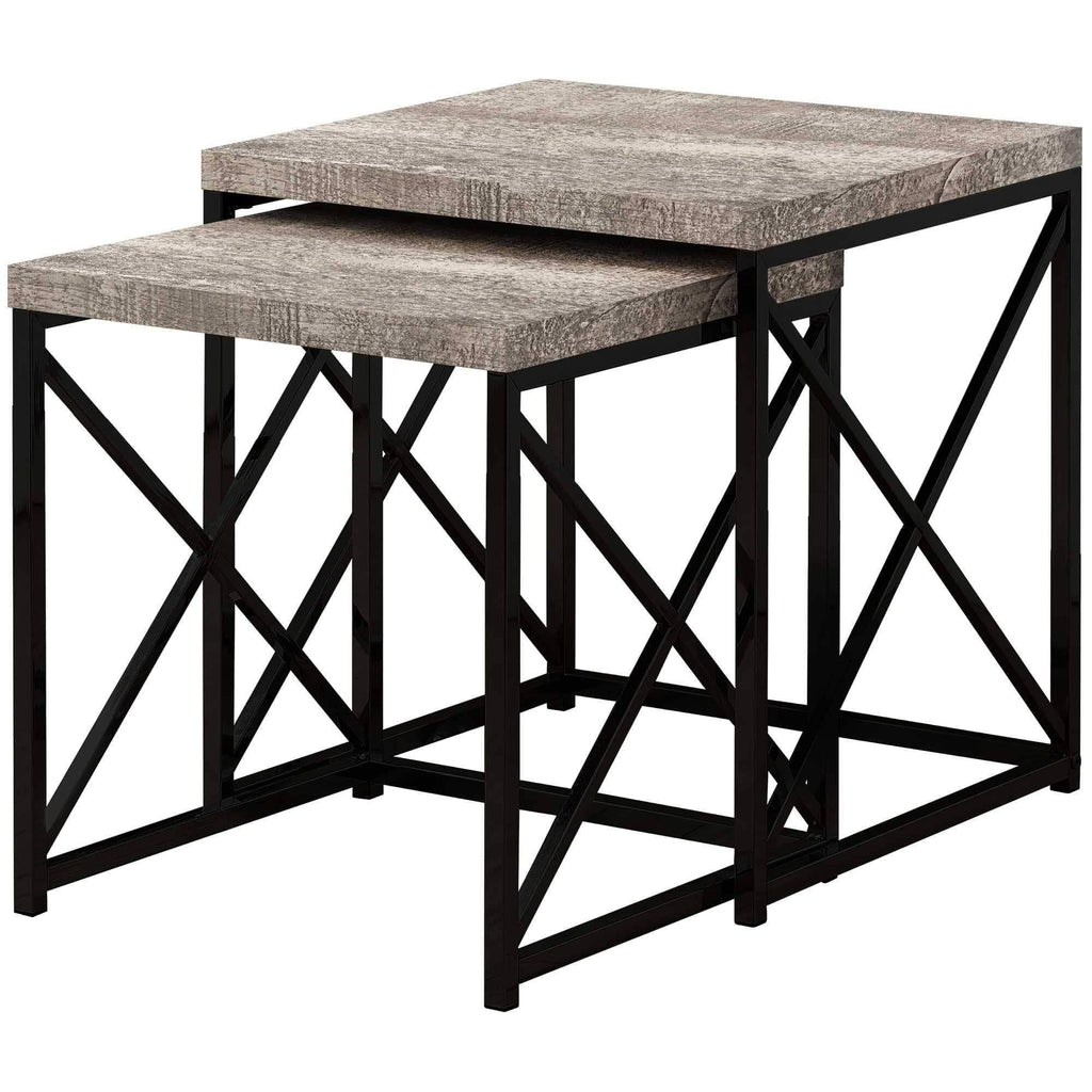 Taupe Black Particle Board Metal 2pcs Nesting Table Set R846
