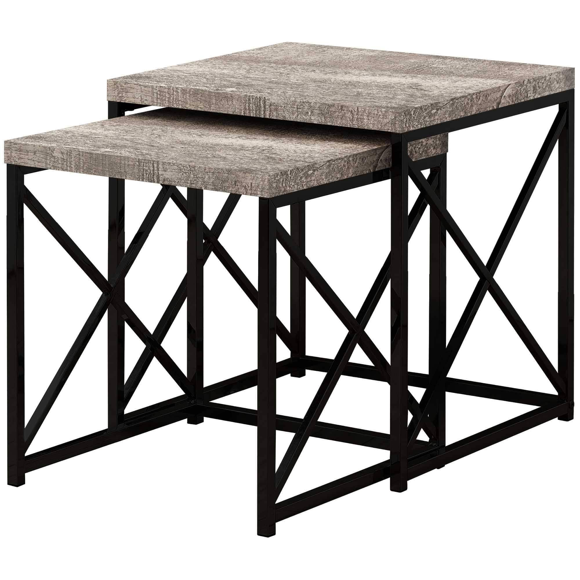 Taupe Black Particle Board Metal 2pcs Nesting Table Set R846