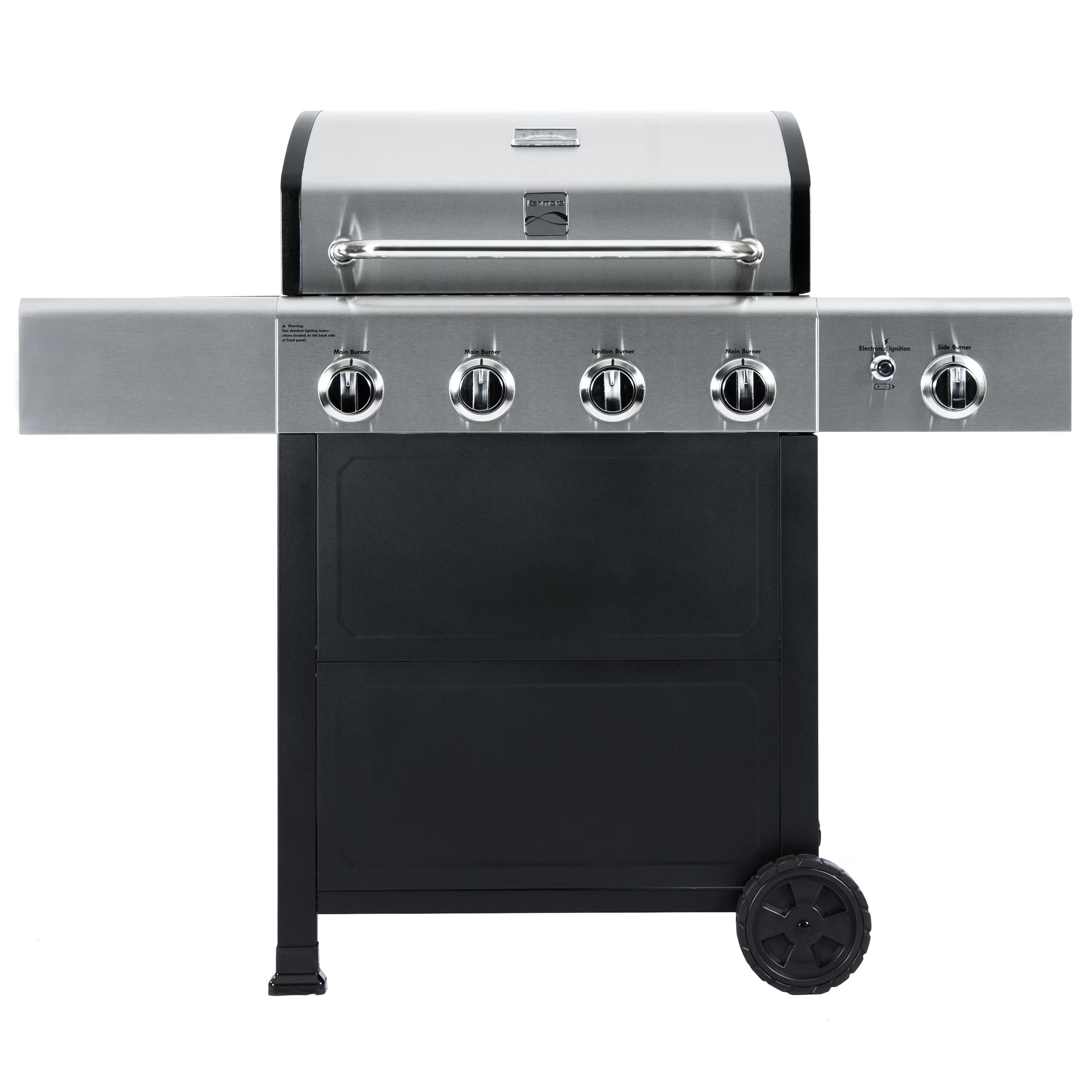 Stainless Steel/Black 4-Burner Propane Gas Grill with Side Burner V447326