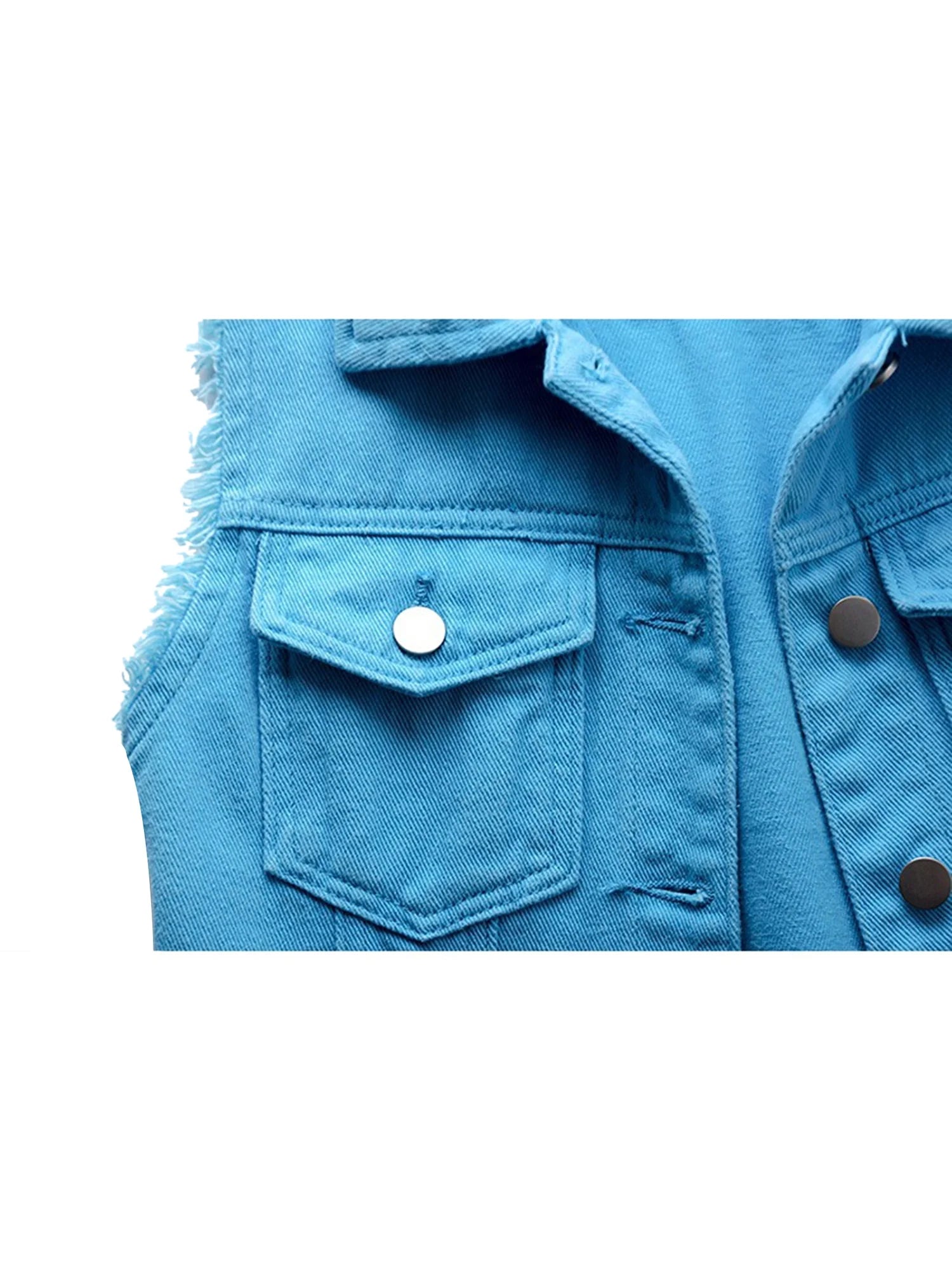 Sleeveless Stretch Denim Jacket with Pockets R41872
