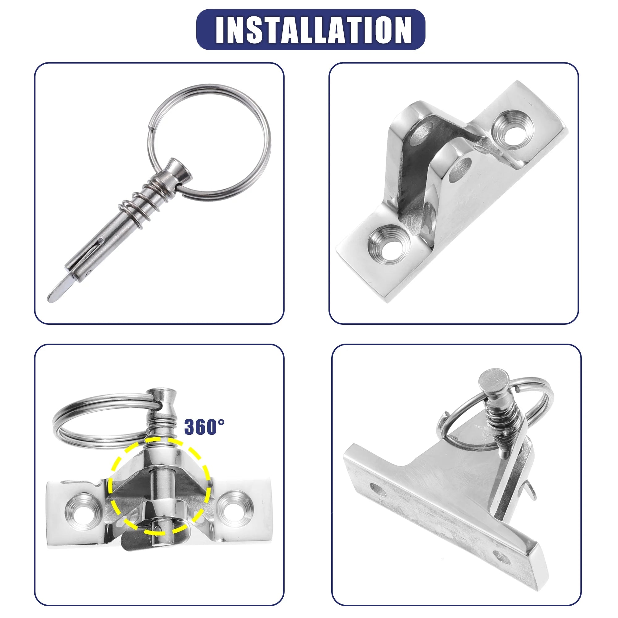 4pcs 316 Stainless Steel Deck Hinge with Pin and Ring J752