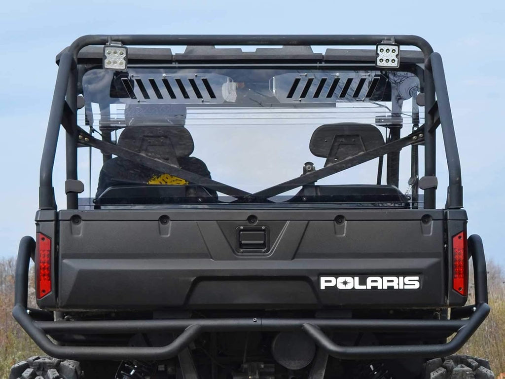 Vented Rear Windshield for Polaris Ranger Full Size 570 / Crew, 1/4” Clear Polycarbonate with Sliding Vents G56051