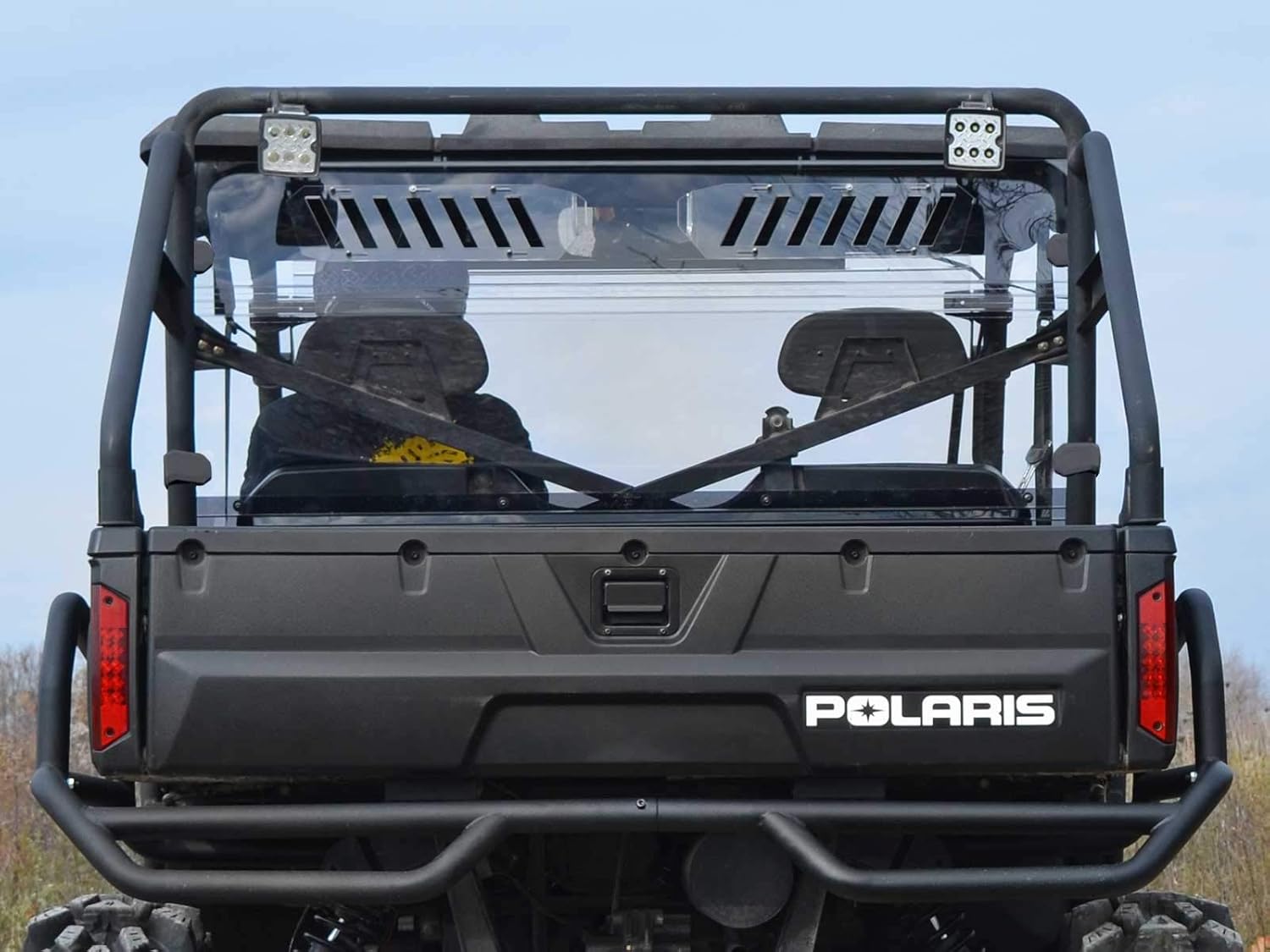 Vented Rear Windshield for Polaris Ranger Full Size 570 / Crew, 1/4” Clear Polycarbonate with Sliding Vents G56051