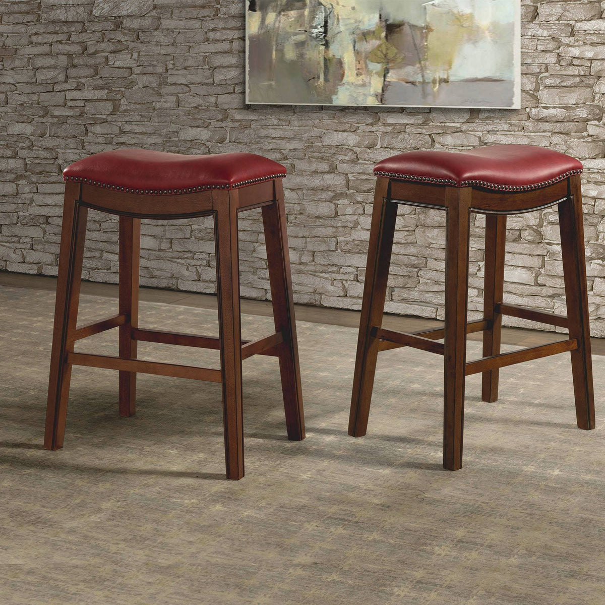 Red Backless Bar Stool Q7457