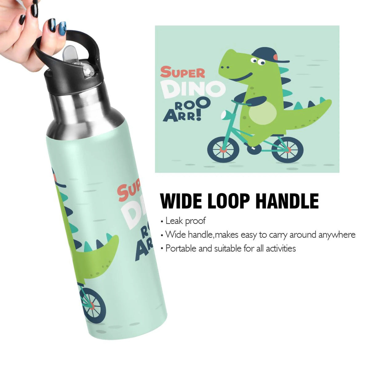 Stainless Steel Vacuum Insulated Water Bottle with Straw Lid 20 OZ W434354