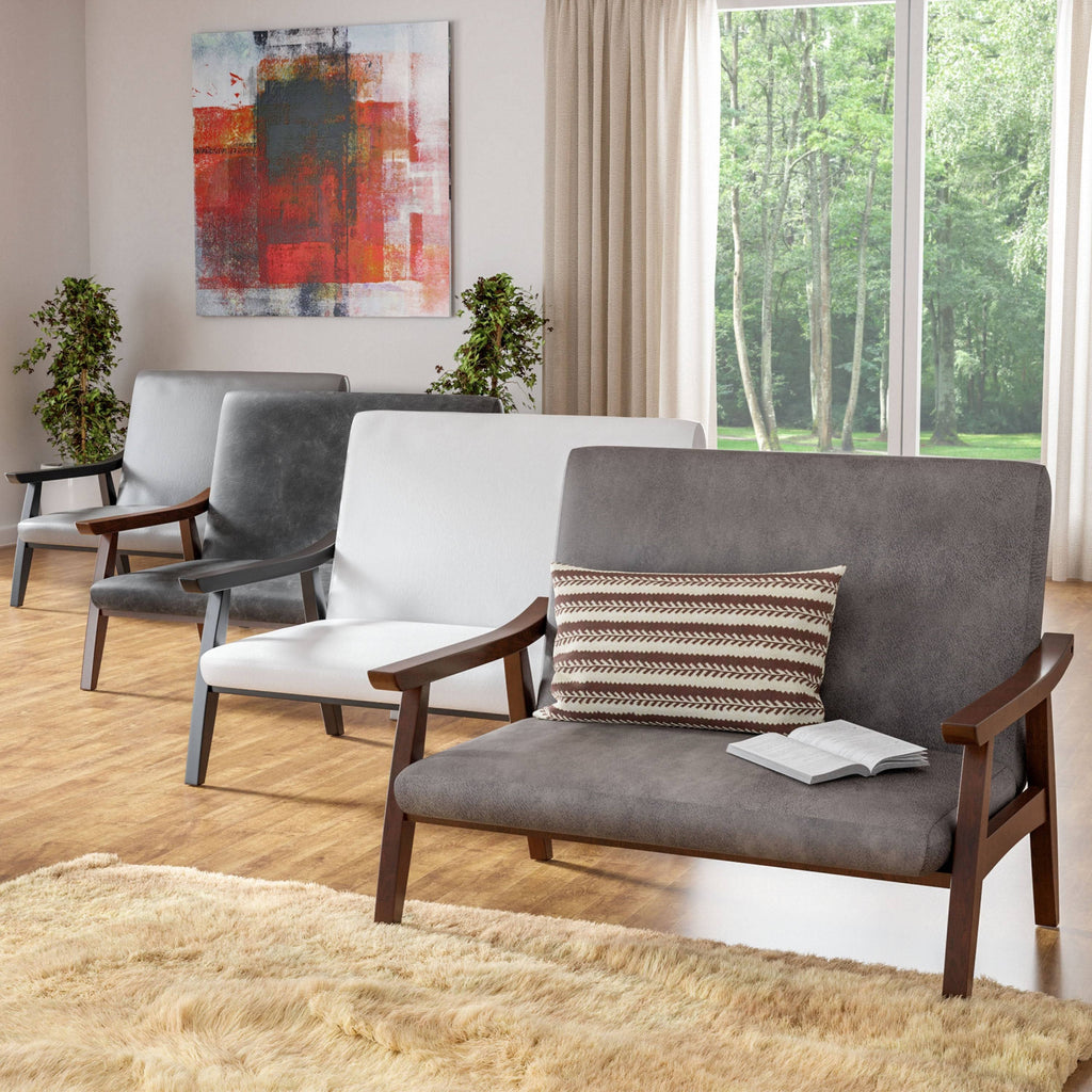 White Faux Leather Loveseat Bench U324137