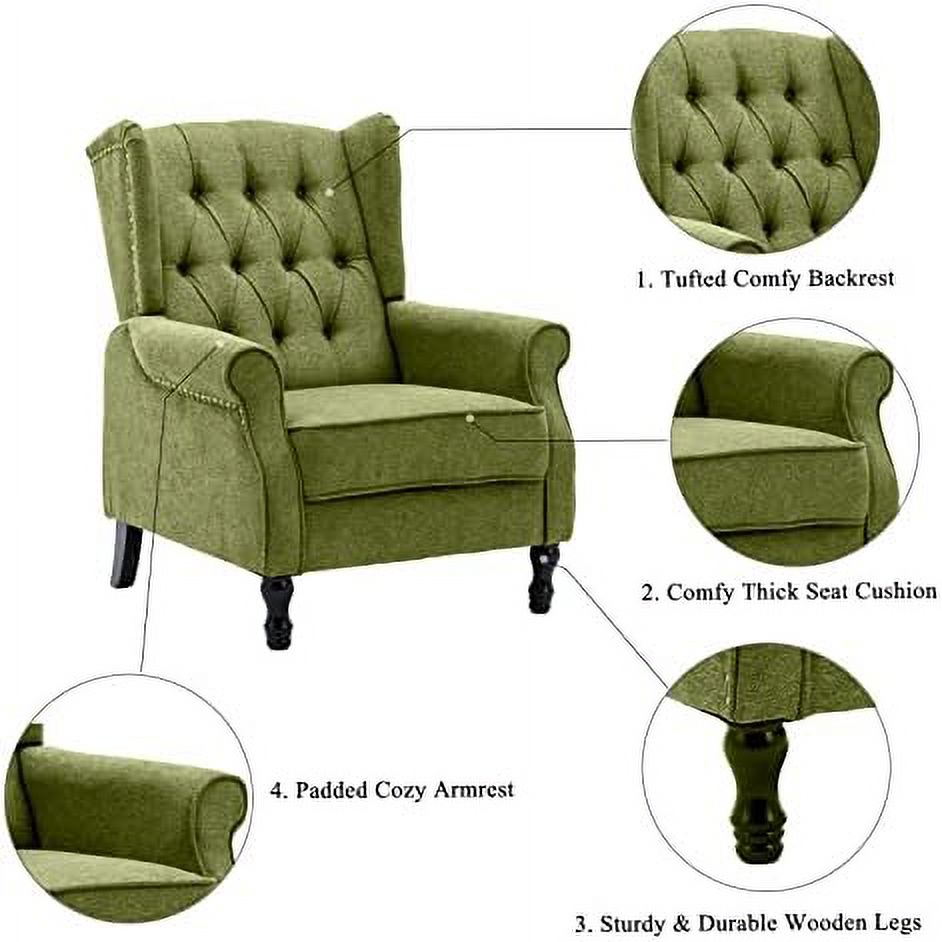 Yellow Linen Accent Chair with Wooden Legs M969