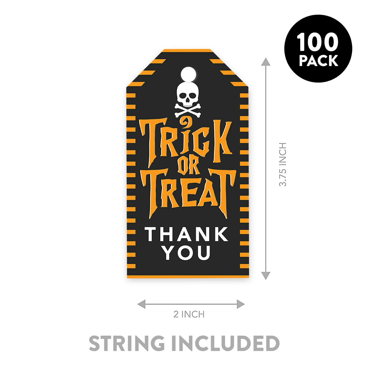 100-Pk Skull Halloween Gift Tags With String Z43725
