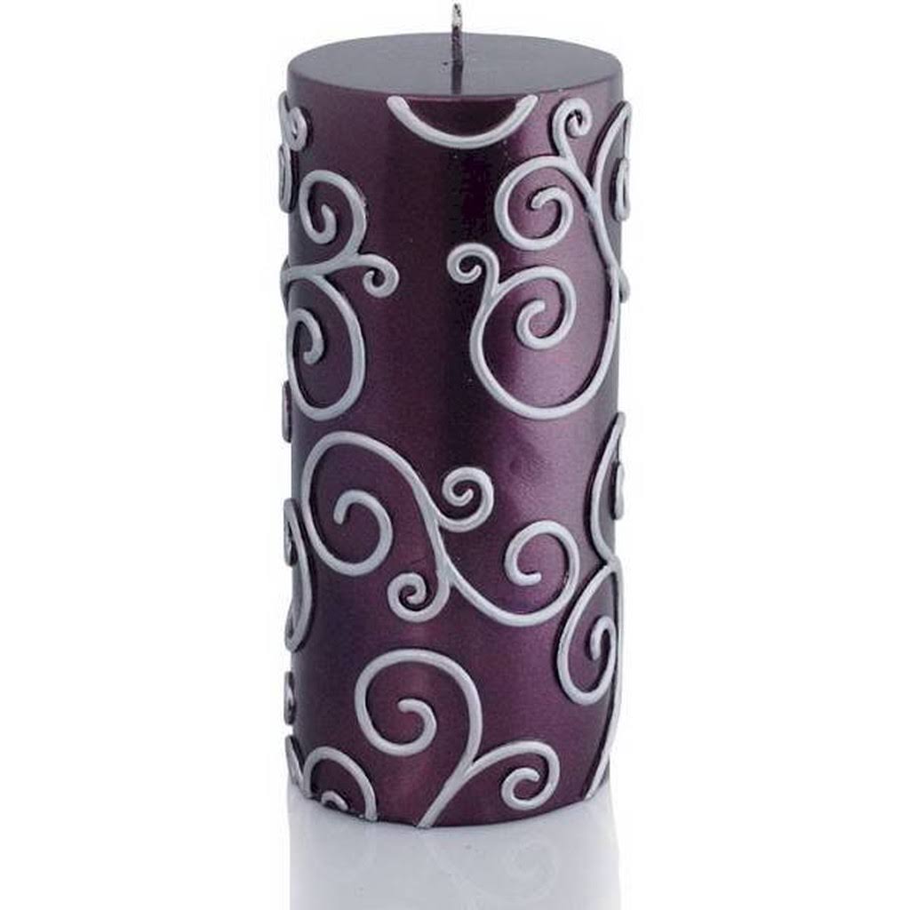 Purple Scroll Pillar Candle 12Pcs C636857