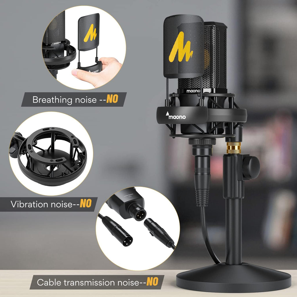 Pack of 2 XLR Condenser Microphone with 34mm Large Diaphragm Cardioid Studio Mic D398880