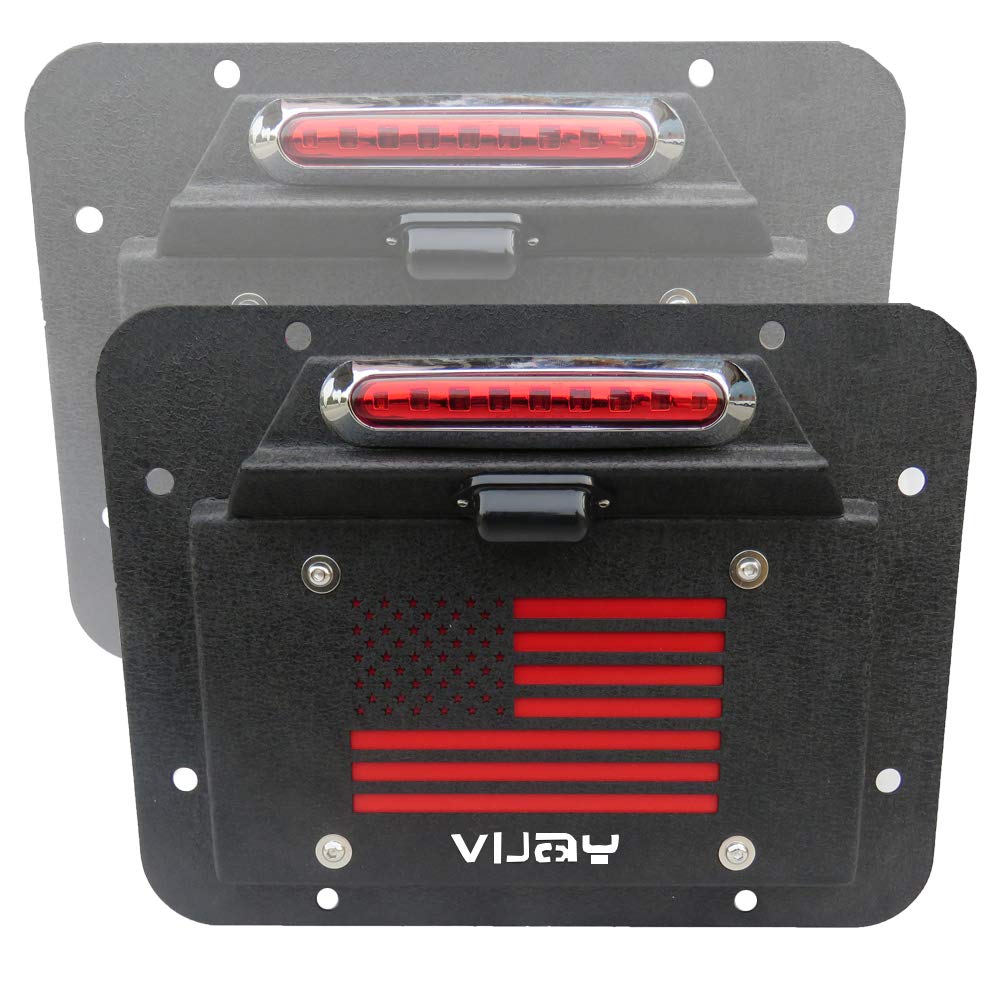 Spare Tire Delete License Plate Relocation Kit with Plate Light and Third Brake Light for Wrangler JK JKU Pack of 2 T79453
