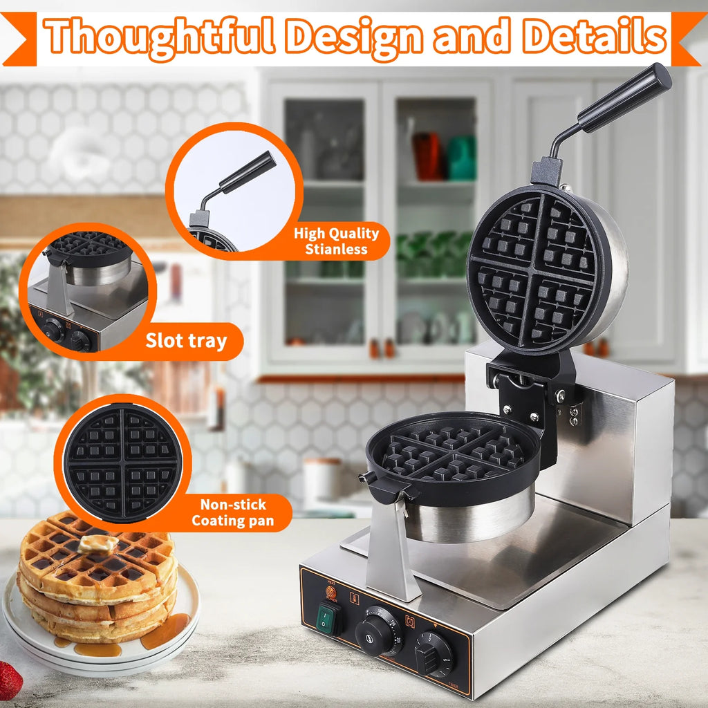 1200w Non-Stick Waffle Maker with Detachable Drip Tray D1646