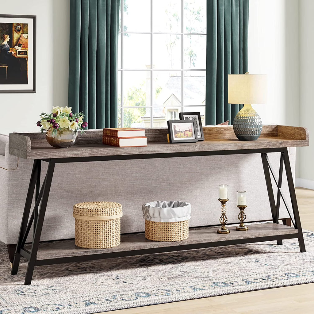 70.9 Inch Industrial Console Table Grey X416