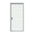 32 in. x 80 in. 6-Panel White Painted Steel Prehung Right-Hand Inswing Front Door with Brickmould P4343
