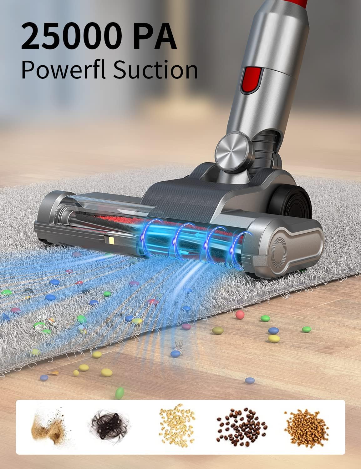 Cordless Stick Vacuum with 25Kpa Suction, 40min Runtime C62522