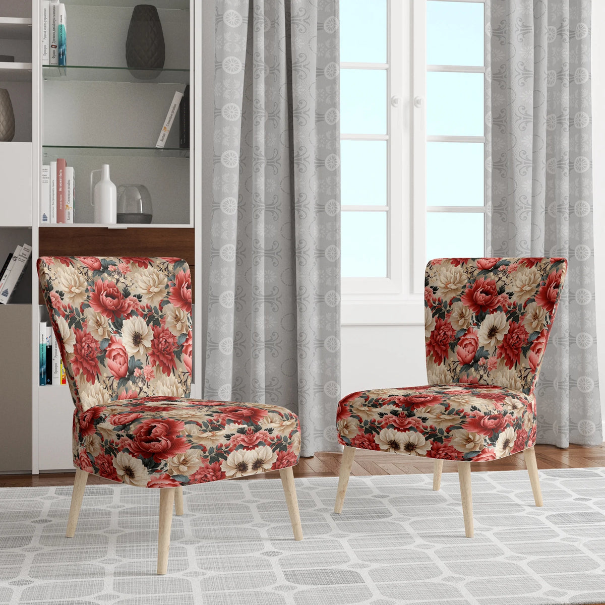Upholstered Floral Accent Chair and Cottage Arm Chair Z84816