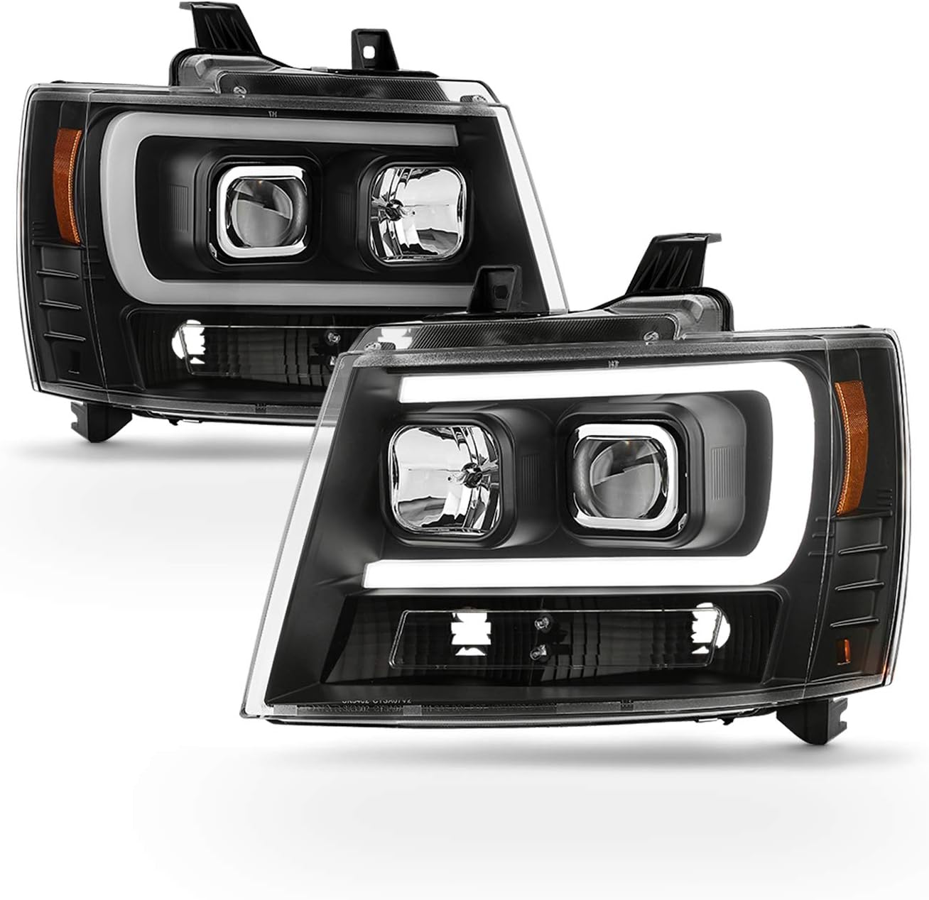 Smoked Lens LED DRL Projector Head Lights Pair R645046