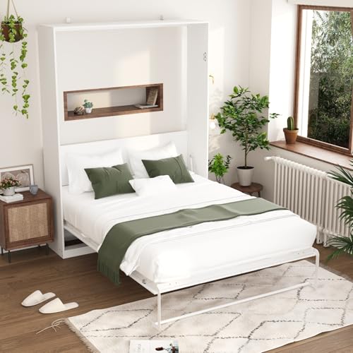 White Twin Murphy Bed with Drawer F268901