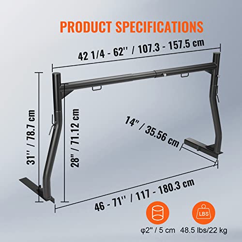 71in Aluminum Truck Rack with 8 Non-Drilling C-Clamps T6623