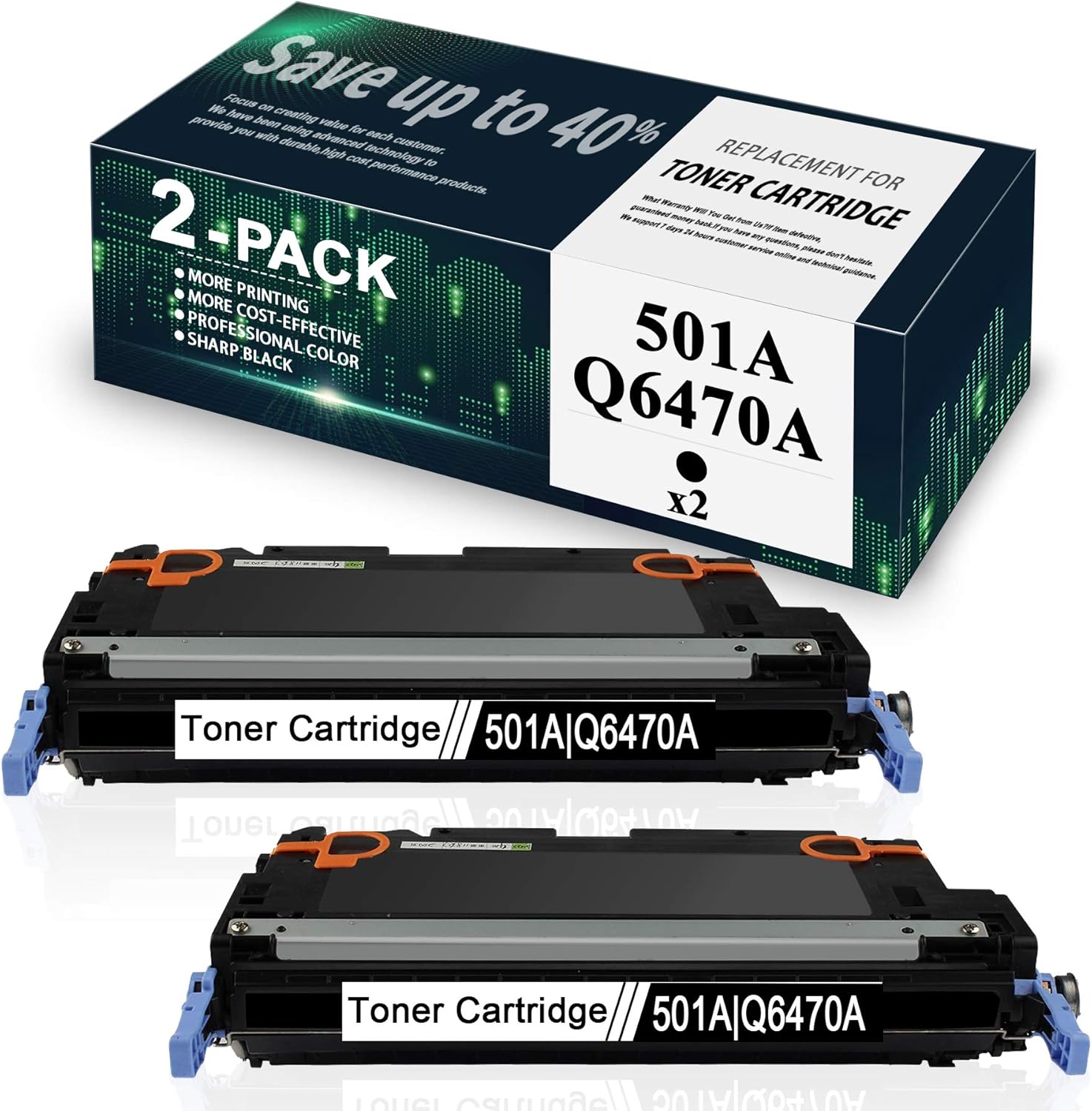 2 Pack Black Remanufactured Toner Cartridge for HP Color 3600 Printers L414