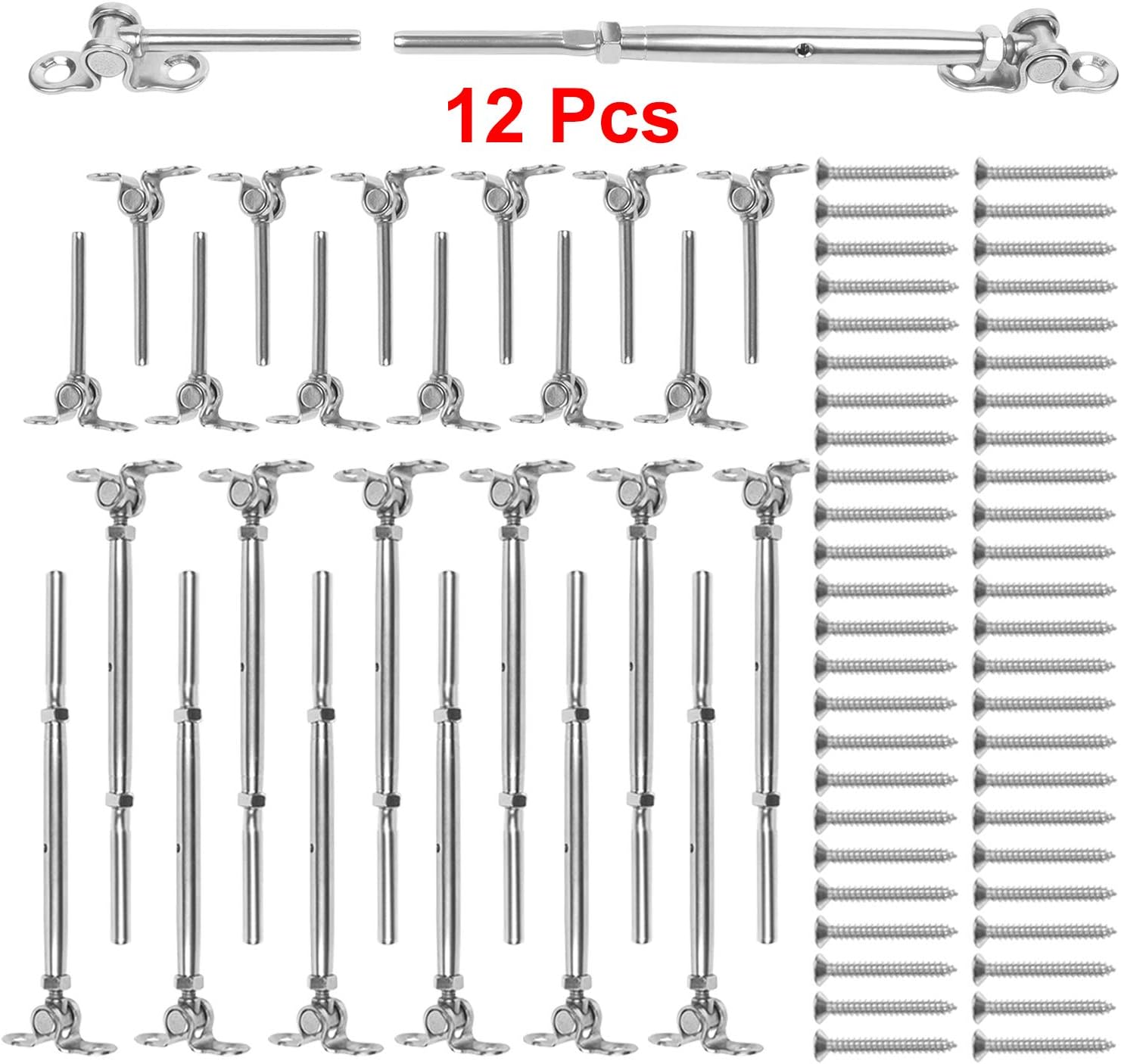 12 Pack T316 Stainless Steel Cable Railing Kits W955
