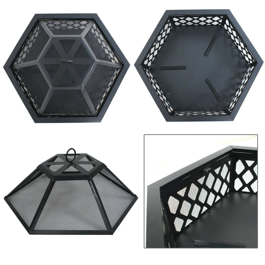 24’’ Portable Wood Burning Fire Pit with Mesh Lid N958