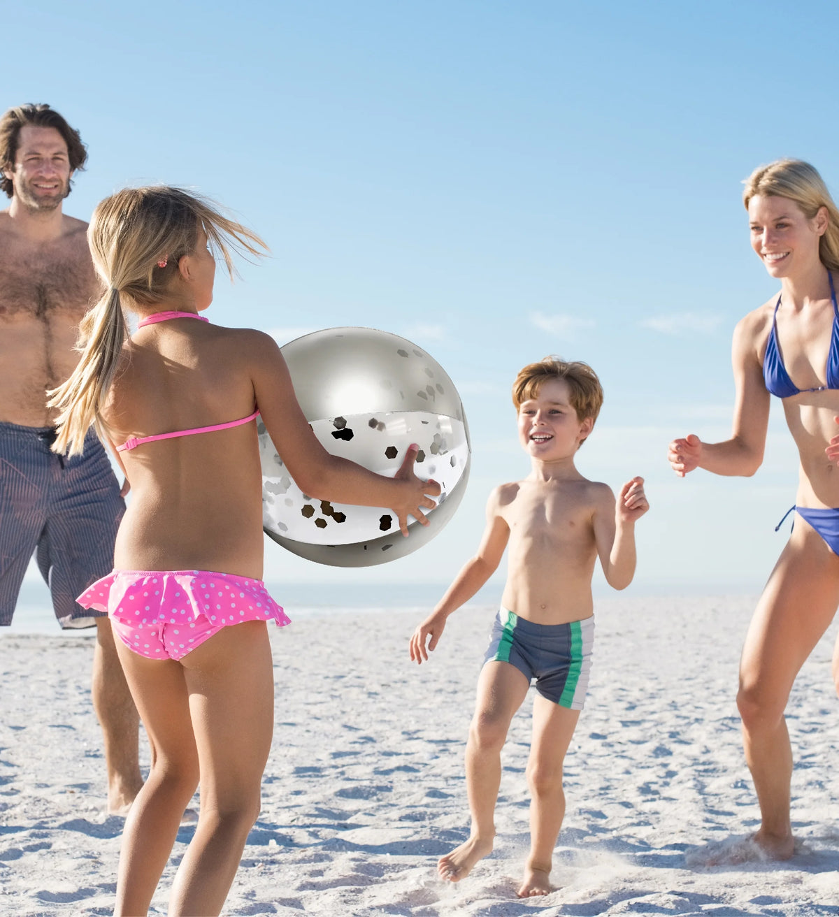 Silver & Gold Inflatable Beach Balls Set of 4, 16 Inch T3796
