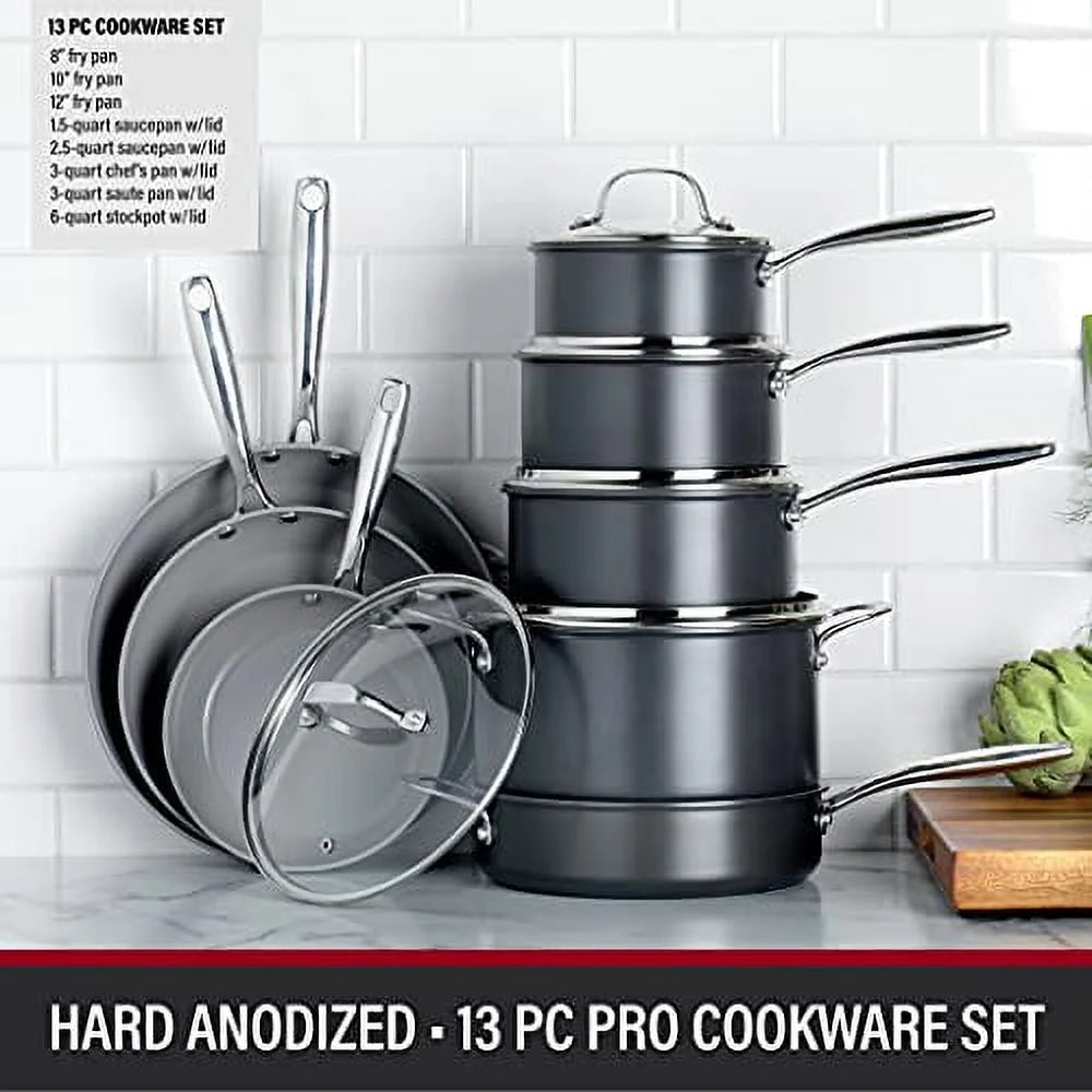 13 Piece Nonstick Hard Anodized Cookware Set M4118