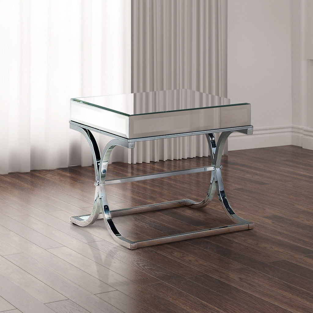 Chrome Metal Square End Table L629151