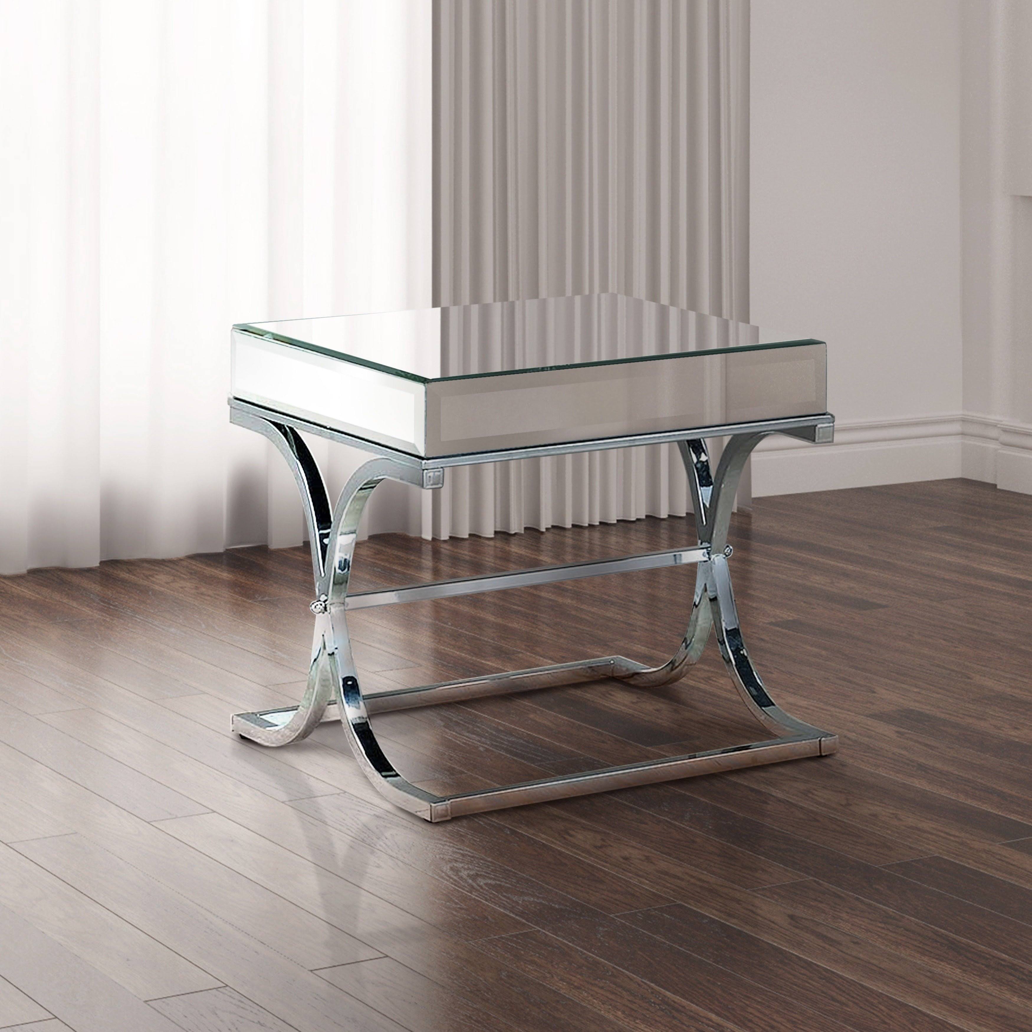 Chrome Metal Square End Table L629151