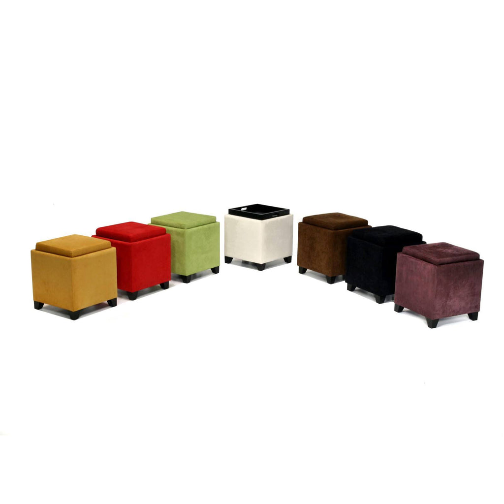 Red Microfiber Storage Ottoman Z2550