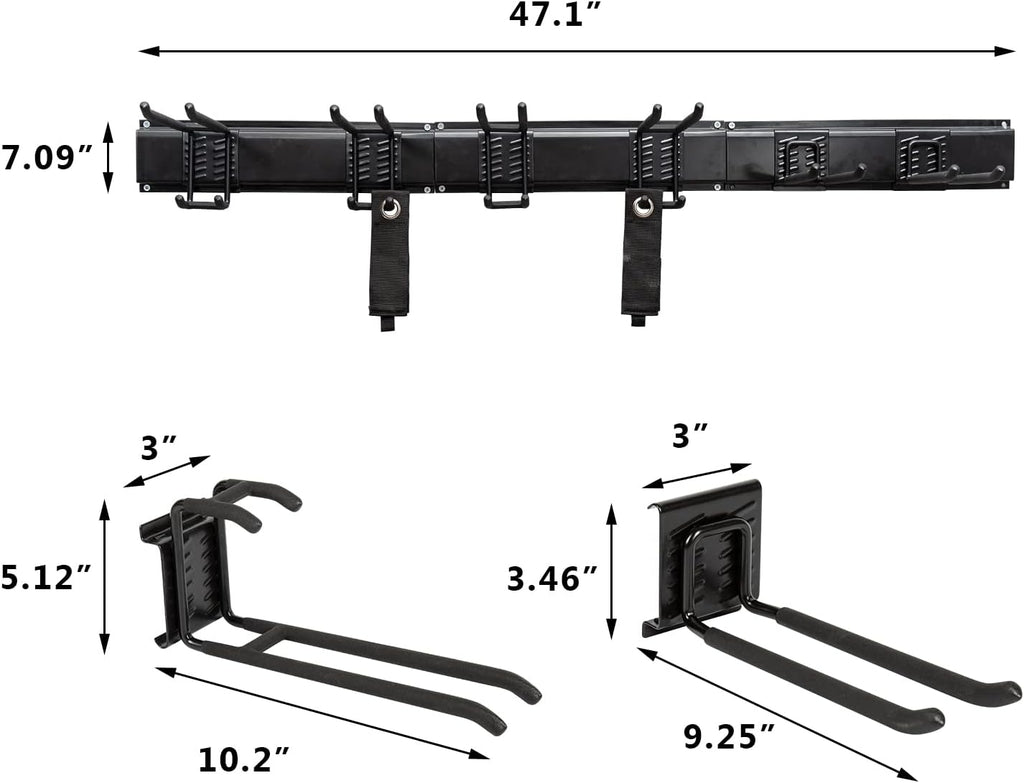 Wall Mount Garage Tool Organizer Storage Rack with Hooks, Pack of 2 H139971
