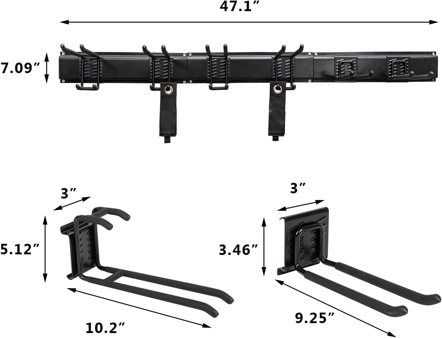Wall Mount Garage Tool Organizer Storage Rack with Hooks, Pack of 2 H139971