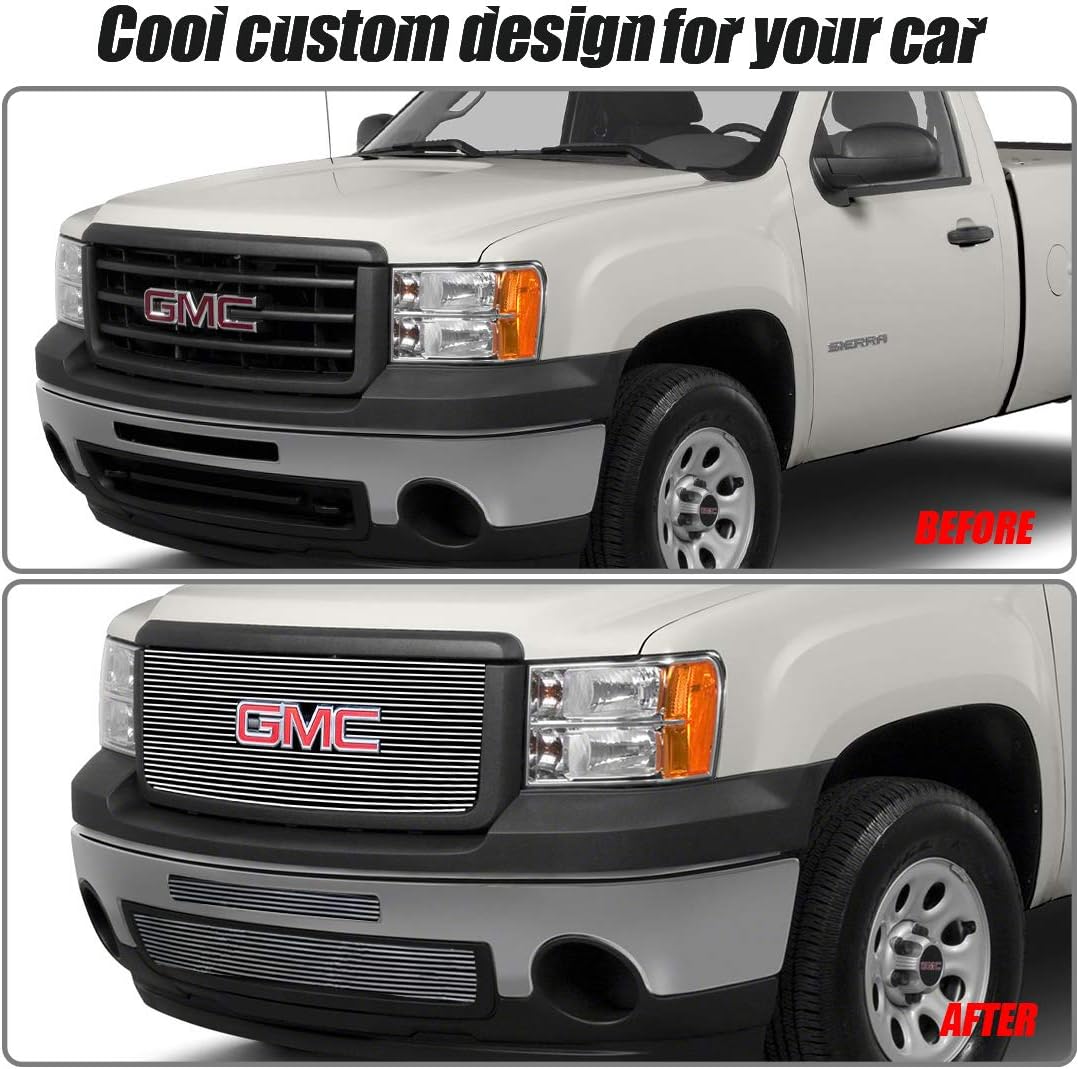 Chrome Billet Grille Grill Combo for GMC Sierra 1500 H490