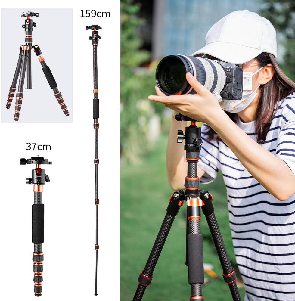 61 inch Carbon Fiber Camera Tripod with 360 Degree Ball Head Q485