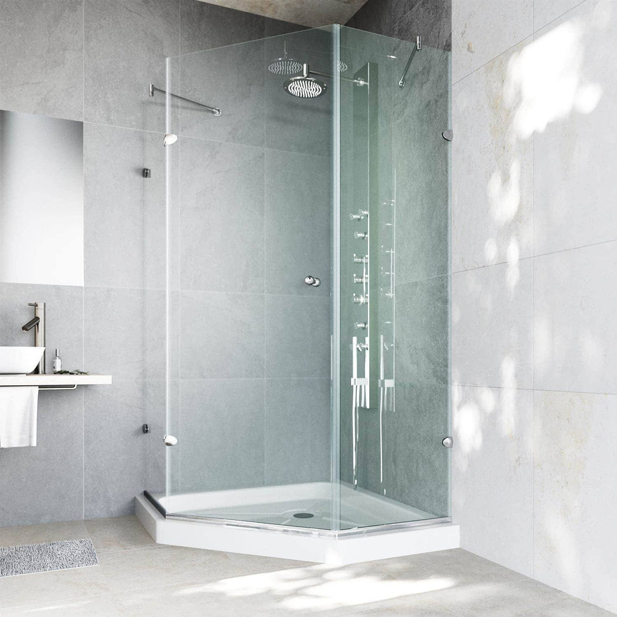 Frameless Neo-Angle Shower Enclosure with Low-Profile Base R795829
