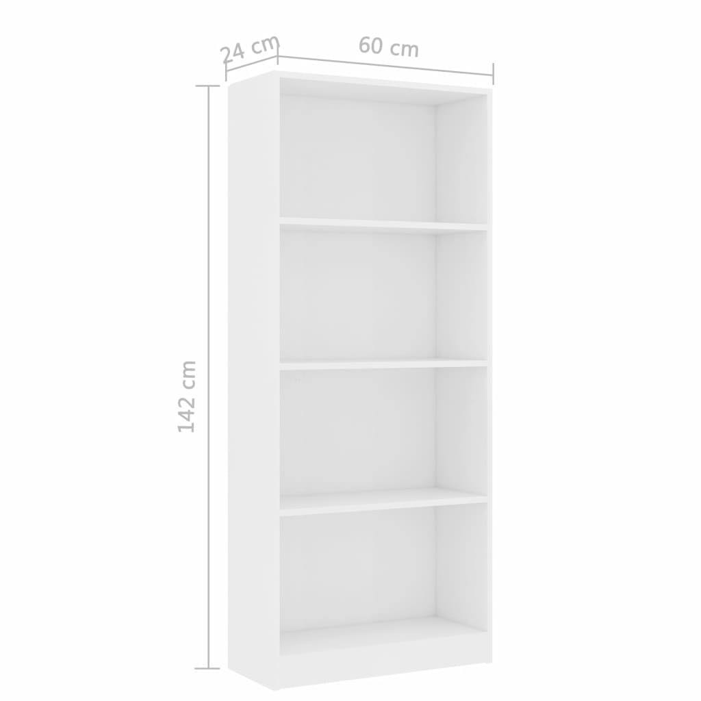 4-Tier White Chipboard Book Cabinet C130