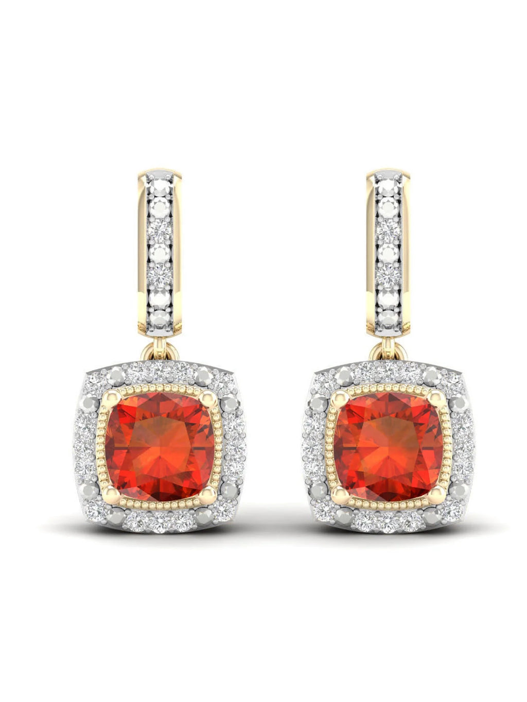 10K Yellow Gold Madeira Citrine Diamond Halo Earrings B2686