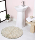 Ivory Cotton 22" Round Bathroom Rug M2954