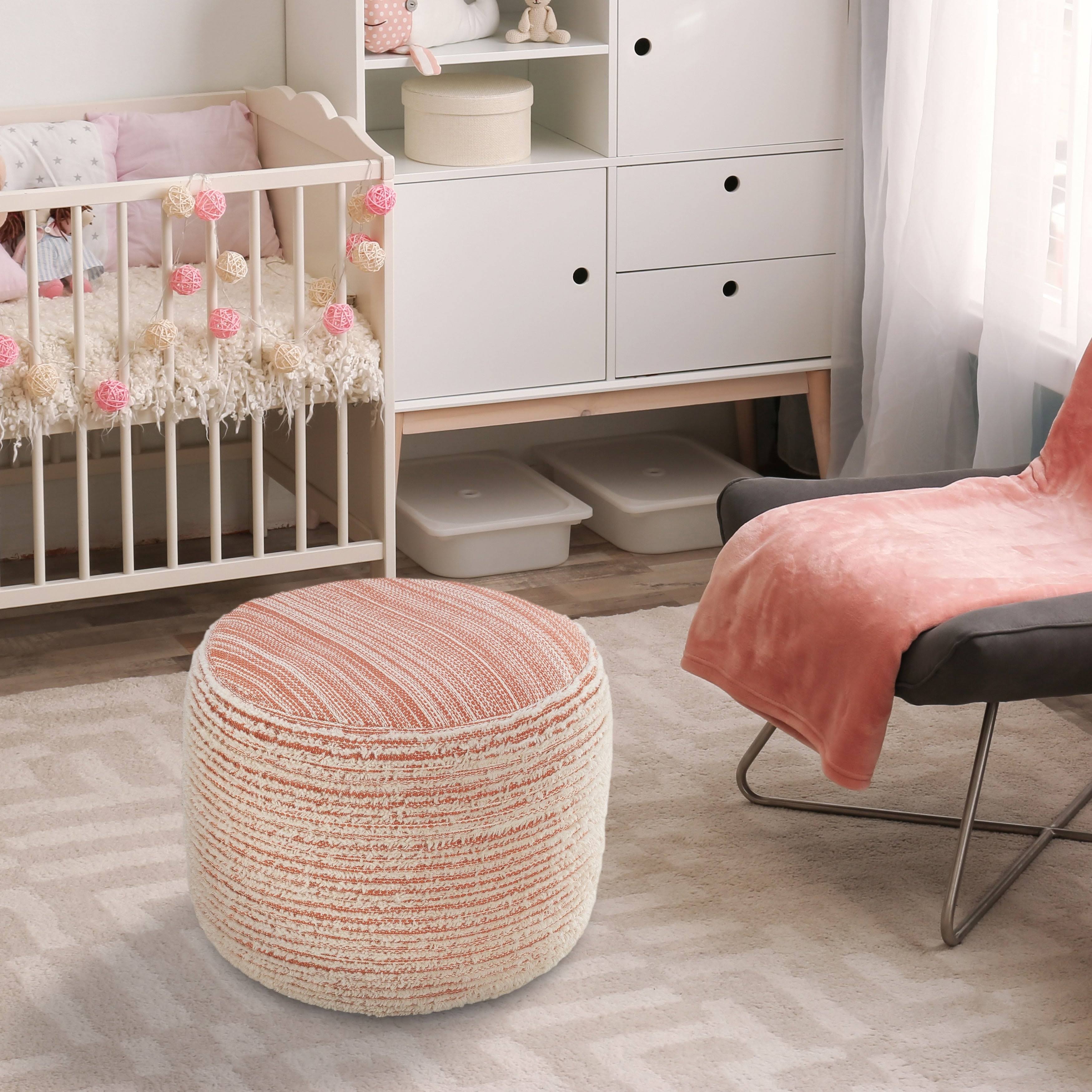Coral Textured Distressed Pouf Q72392
