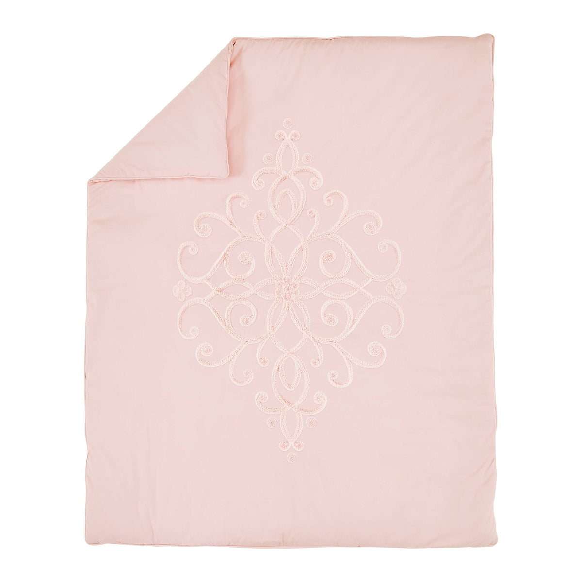 Pink Boho Baby Girl Nursery Crib Bedding Set - 4 Pieces Solid Color Blush J9411