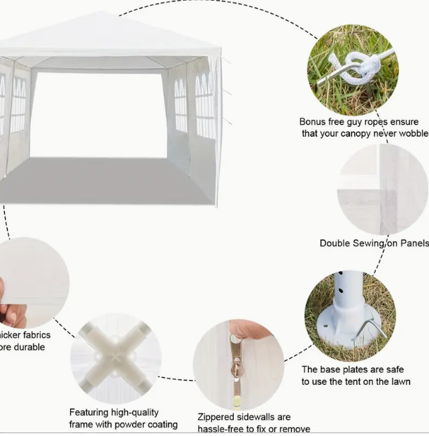 White Canopy Tent with 4 Removable Sidewalls Z83204