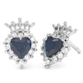 14k White Gold Sapphire Diamond Stud Earrings R1695
