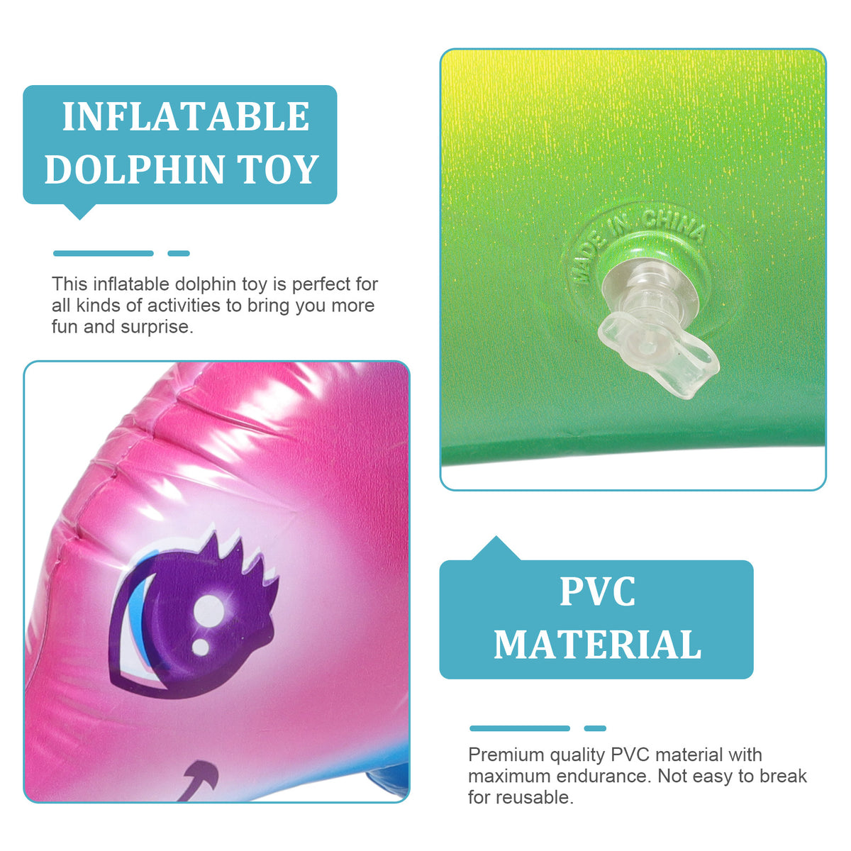 Inflatable Dolphin Toy Beach Pool Float Balloons Multicolor O772