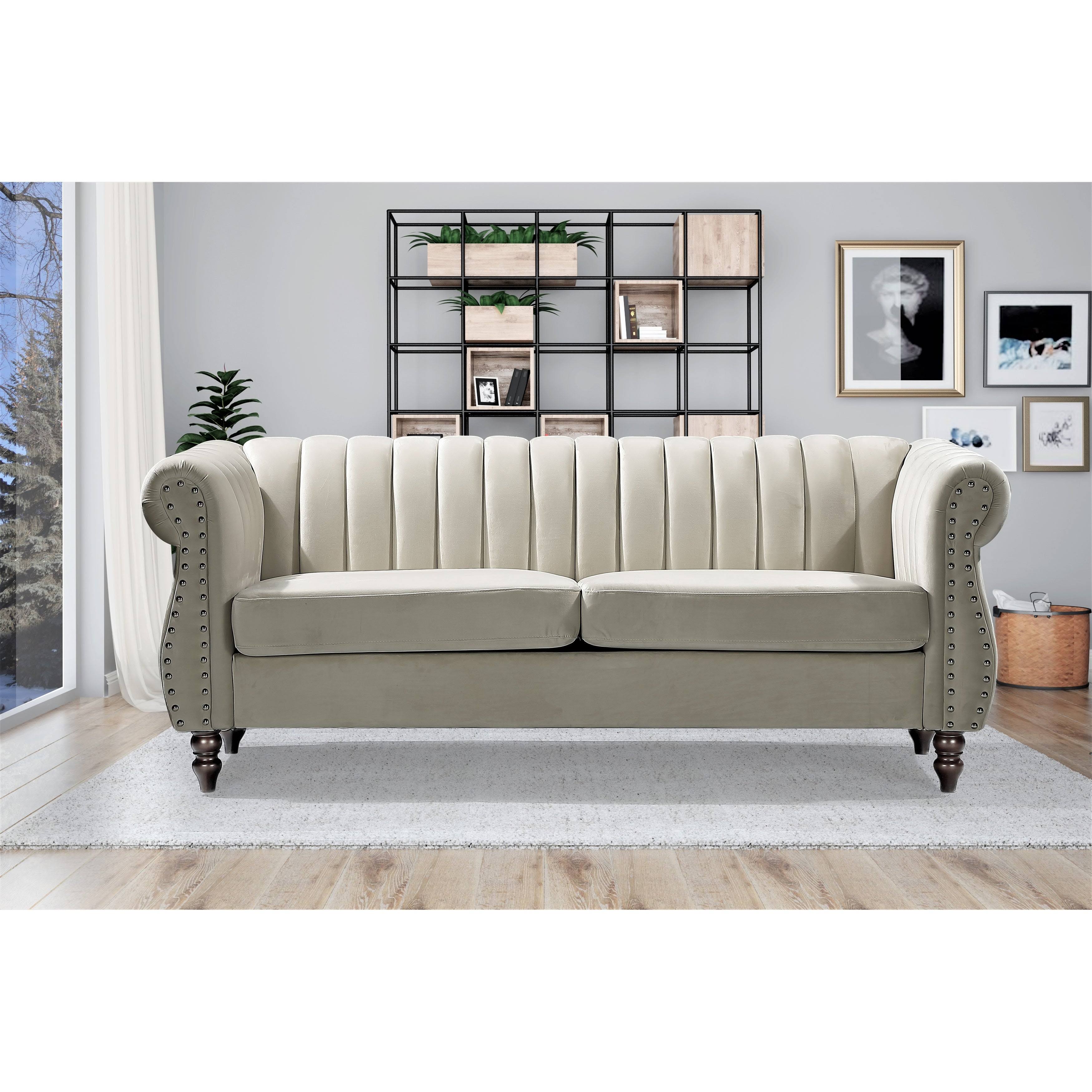Cream Velvet Chesterfield Sofa B2080