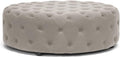 Beige Linen Tufted Ottoman R4213