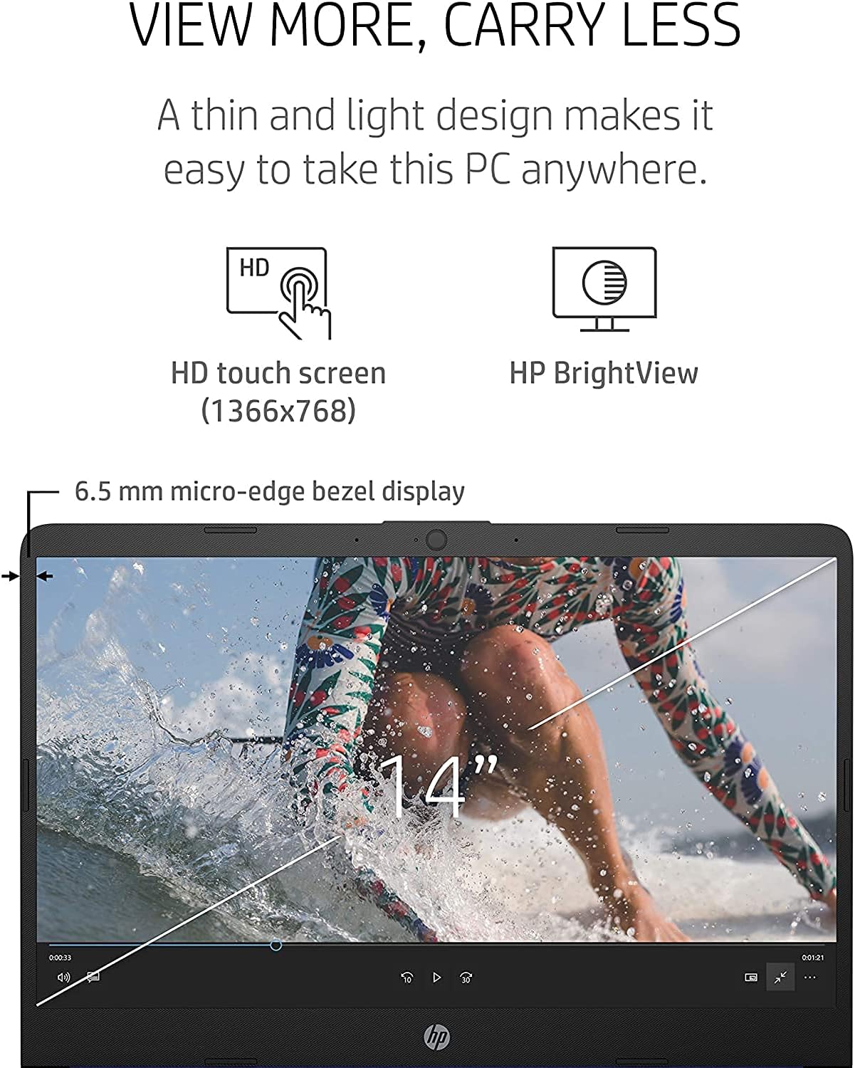 14" Touchscreen Ultra Light Laptop, 8GB RAM, 256GB SSD H4803