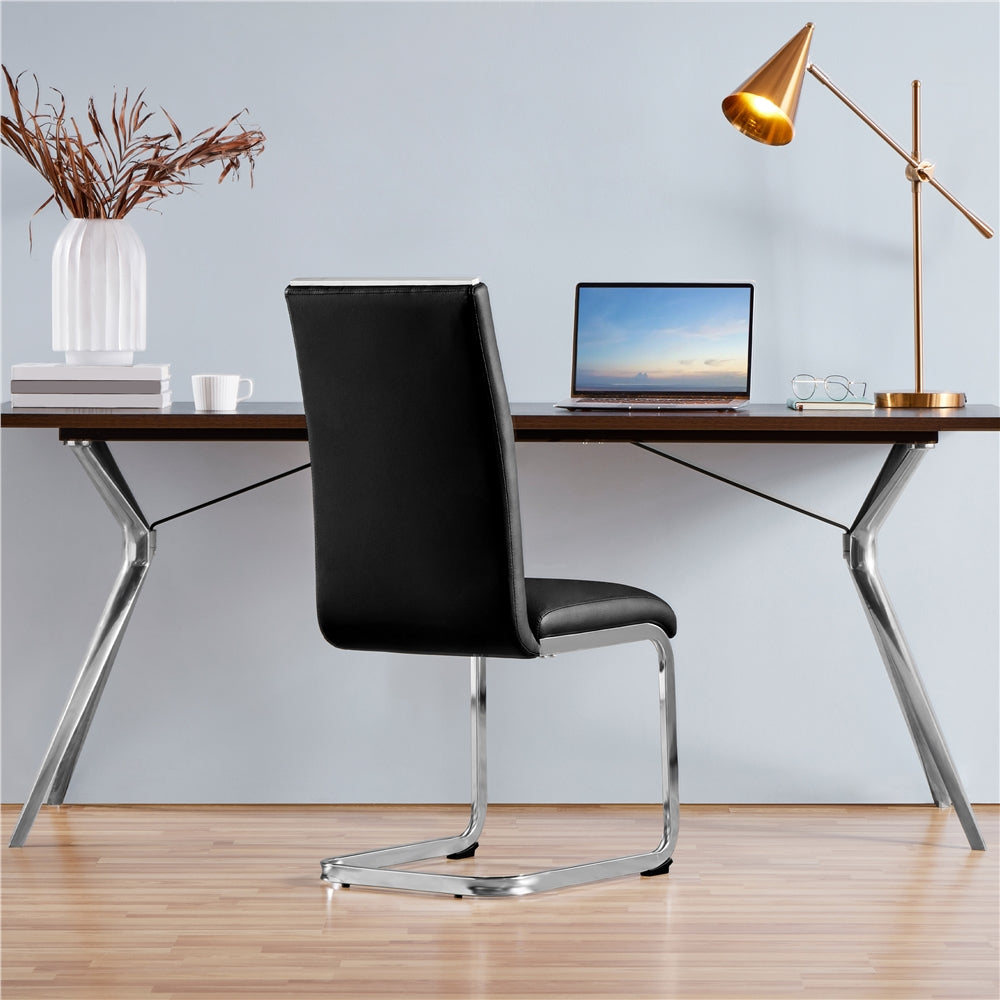 Black Faux Leather Dining Chairs Set of 2 B88461